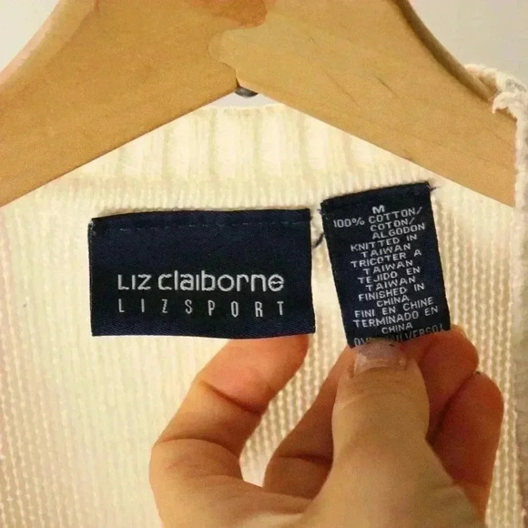 Liz Claiborne Lizsport m 100% Cotton knitted floral cardigans cottage sweater - Picture 5 of 16